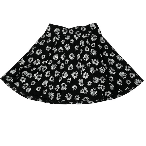 H&M Divided Skirt Small Black White Daisy Floral Mini Stretch Flare Side Zip Y2K - Picture 1 of 7